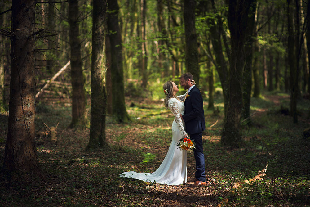 wedding photos in the woods at Belleek castle mayo
