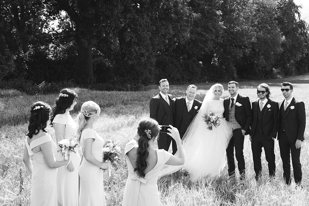 bridal party in field at Tinakilly House wedding