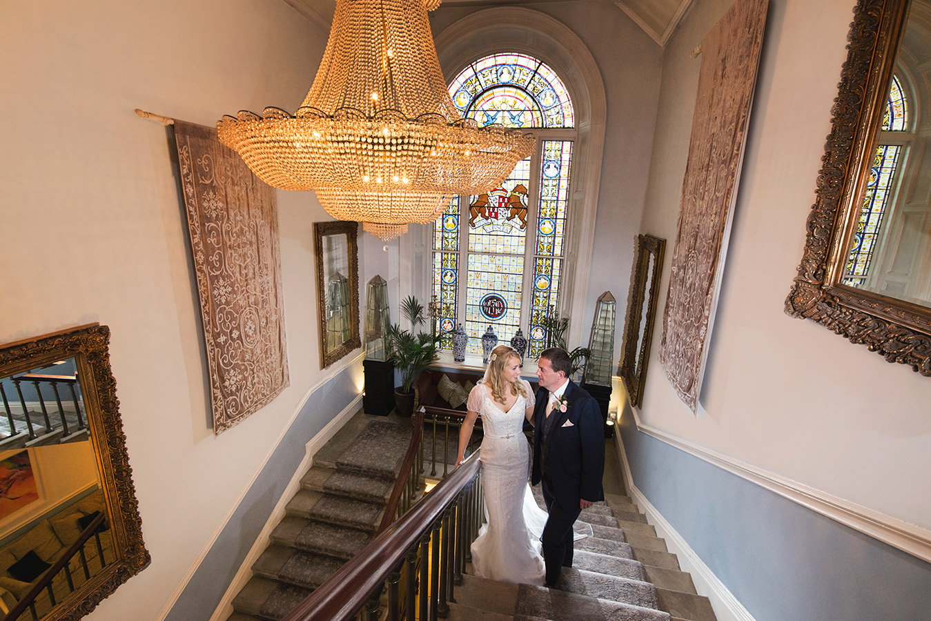 Durrow Castle Wedding staircase photo