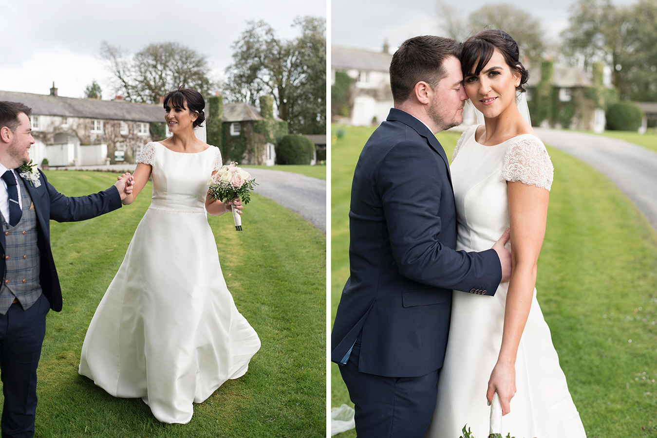 bride and groom in the garden at rathsallagh hotel
