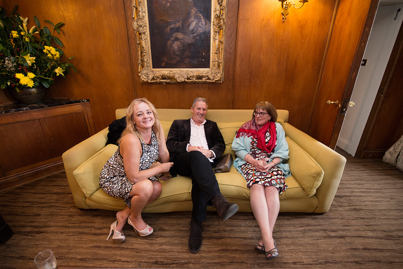 happy guests on the couch at rathsallagh wedding