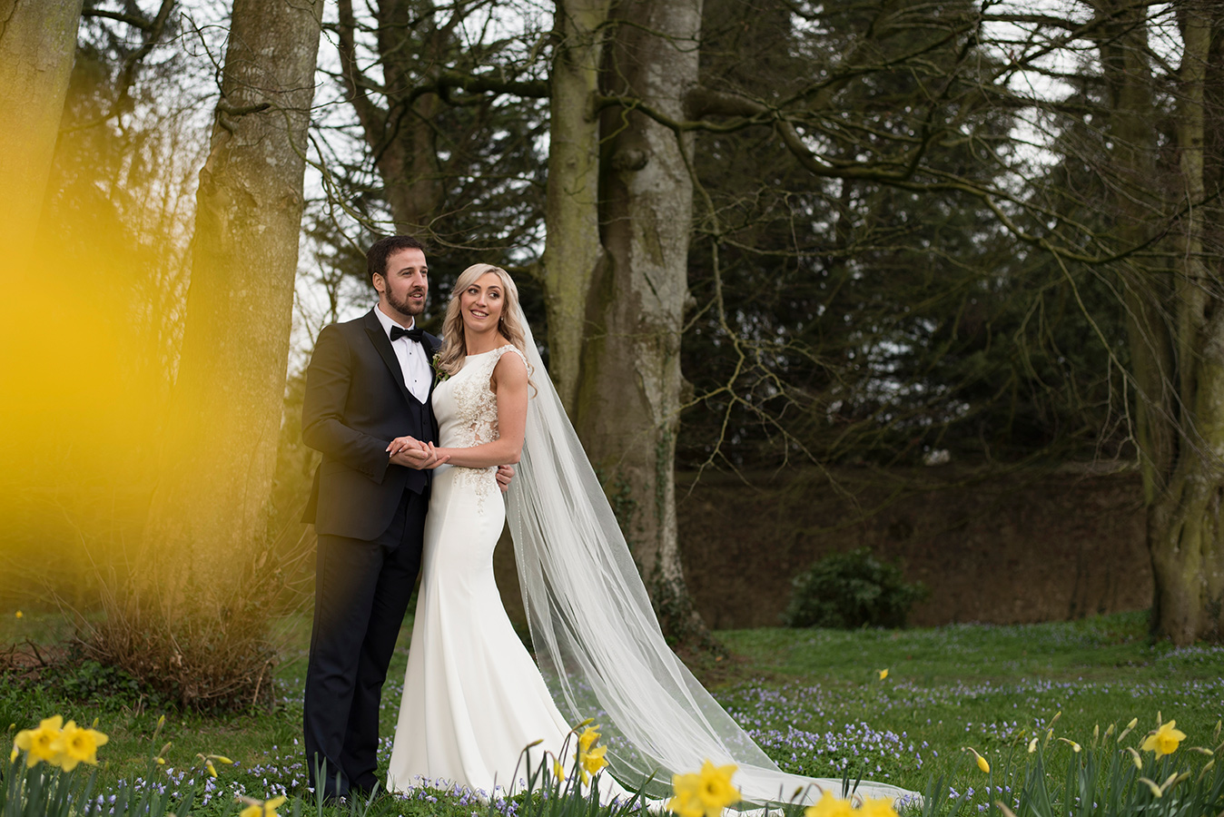 bride and groom daffodils rathsallagh wedding photography spring