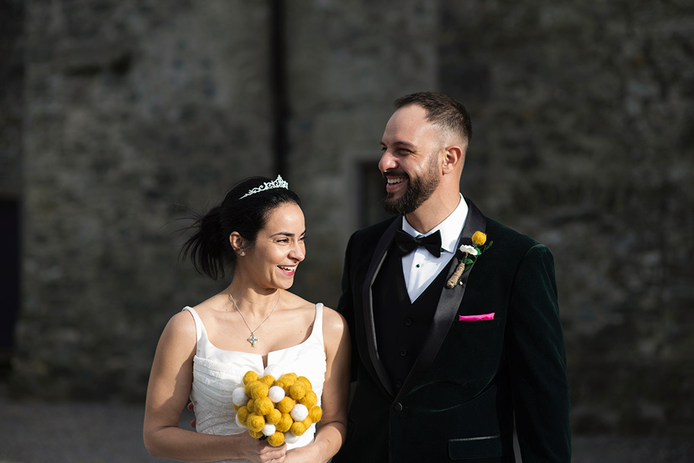 wedding couple celebrating a wedding at Kilkea Castle