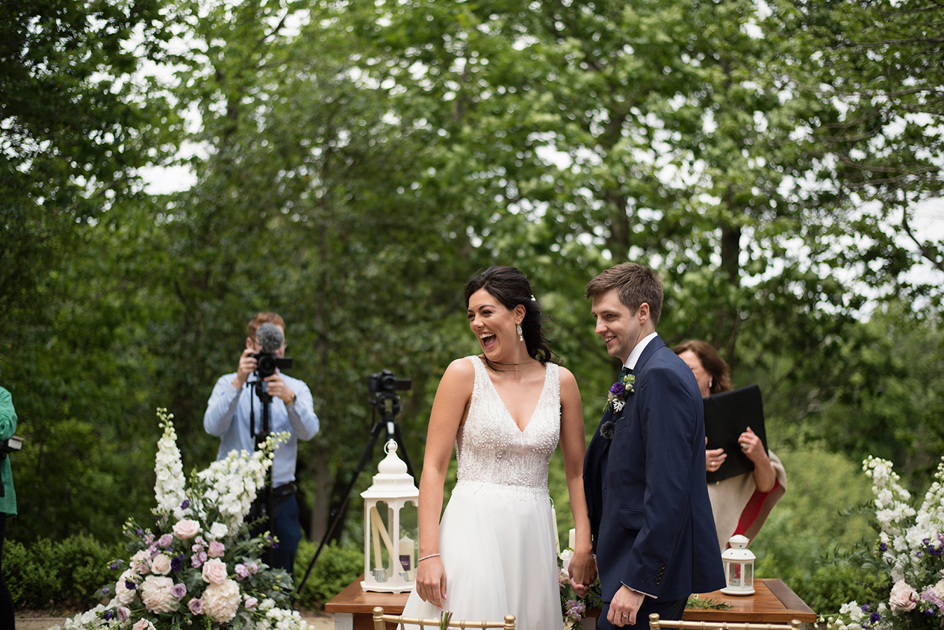 newlyweds druids glen outdoor wedding ceremony