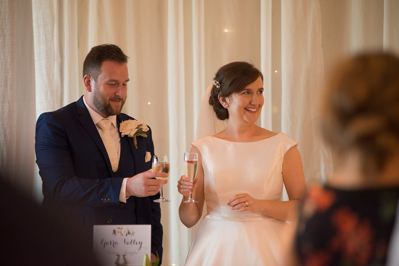 bride and groom toast at Lyrath Estate Wedding