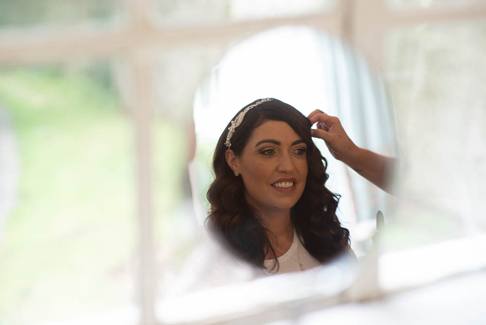 bride in mirror at Rathsallagh House