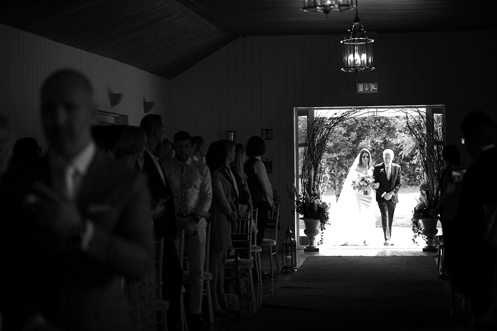 bride walking down aisle at Clonabreany House wedding