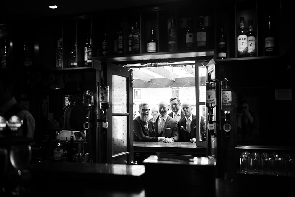 Groomsmen at bar at Clonabreany House