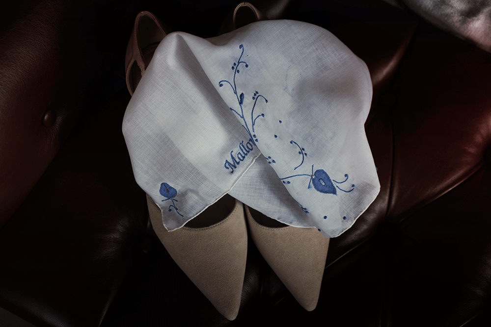 embroidered handkerchief in blue for wedding in Roscommon