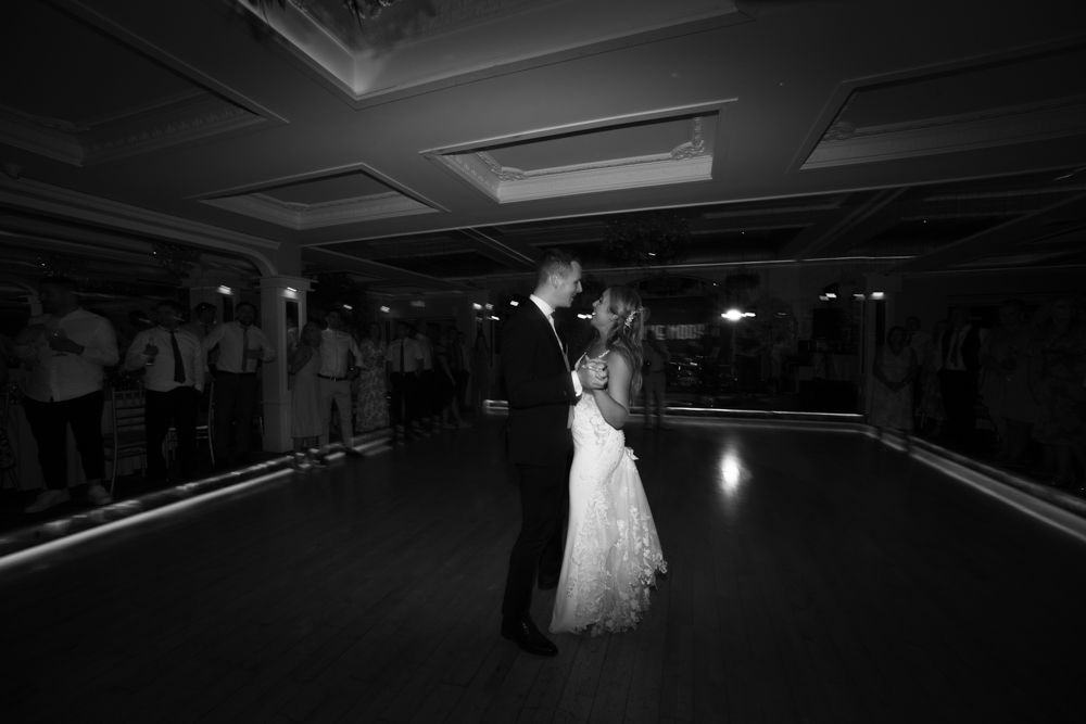 bride and groom first dance at wedding at Woodlands Hotel Adare