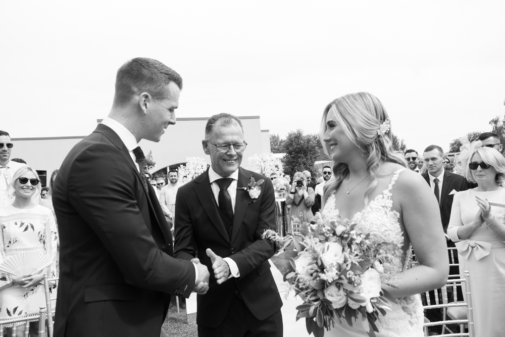 bride meets his groom at wedding at Woodlands Hotel Limerick