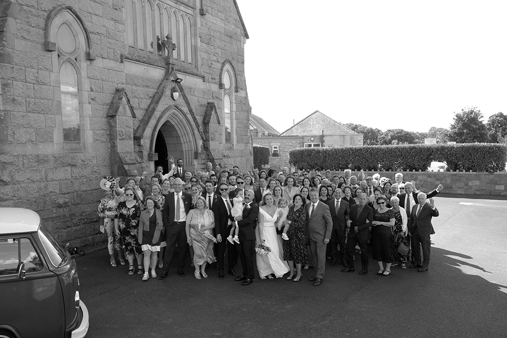 group wedding photo at saint michaels church darver castle