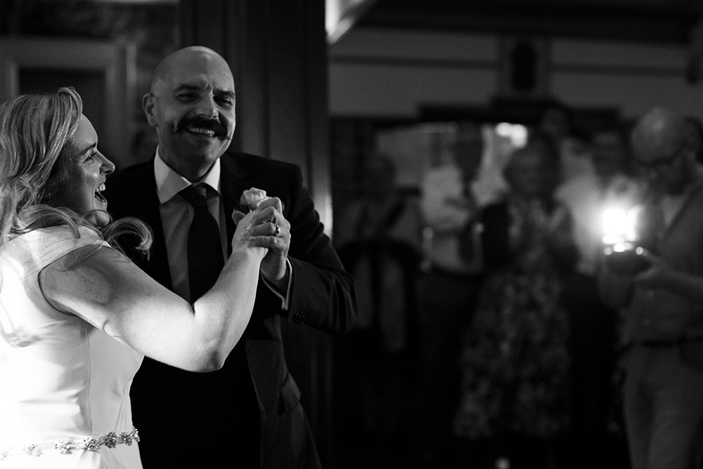 bride and groom dancing at Darver Castle wedding