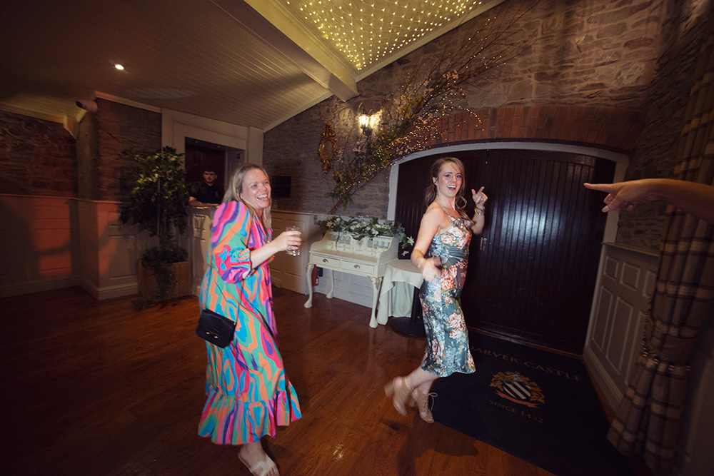 guests enjoying the dancing at summer wedding at darver castle