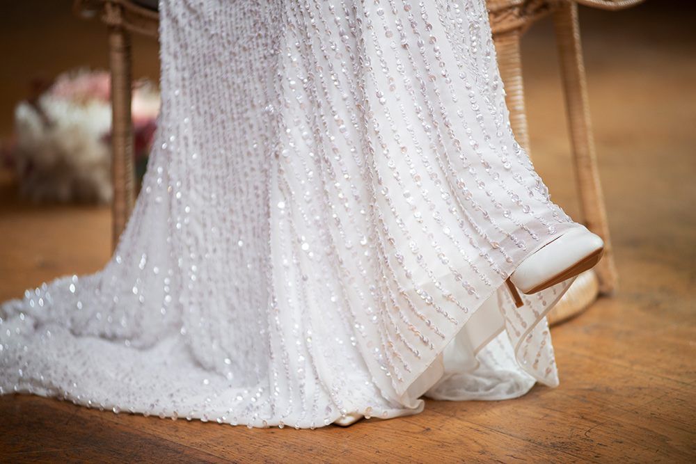bride and her shoes at wedding at Raheen House
