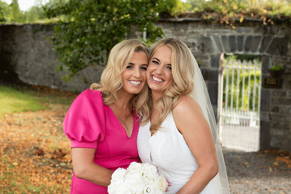 Bride and her mother in gardens at Boyne Hil House Wedding
