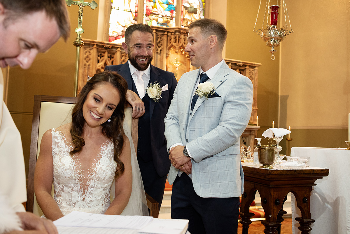signing the registry at Porterstown Church