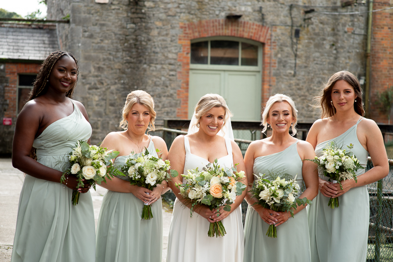 bridesmaids and bride at Millhouse Slane