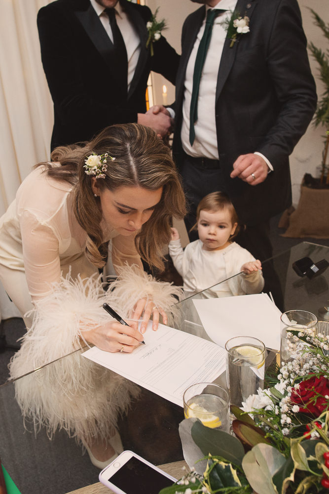 signing the registry at wedding at rathsallagh house