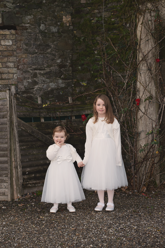 family photos at winter wedding at Rathsallagh House